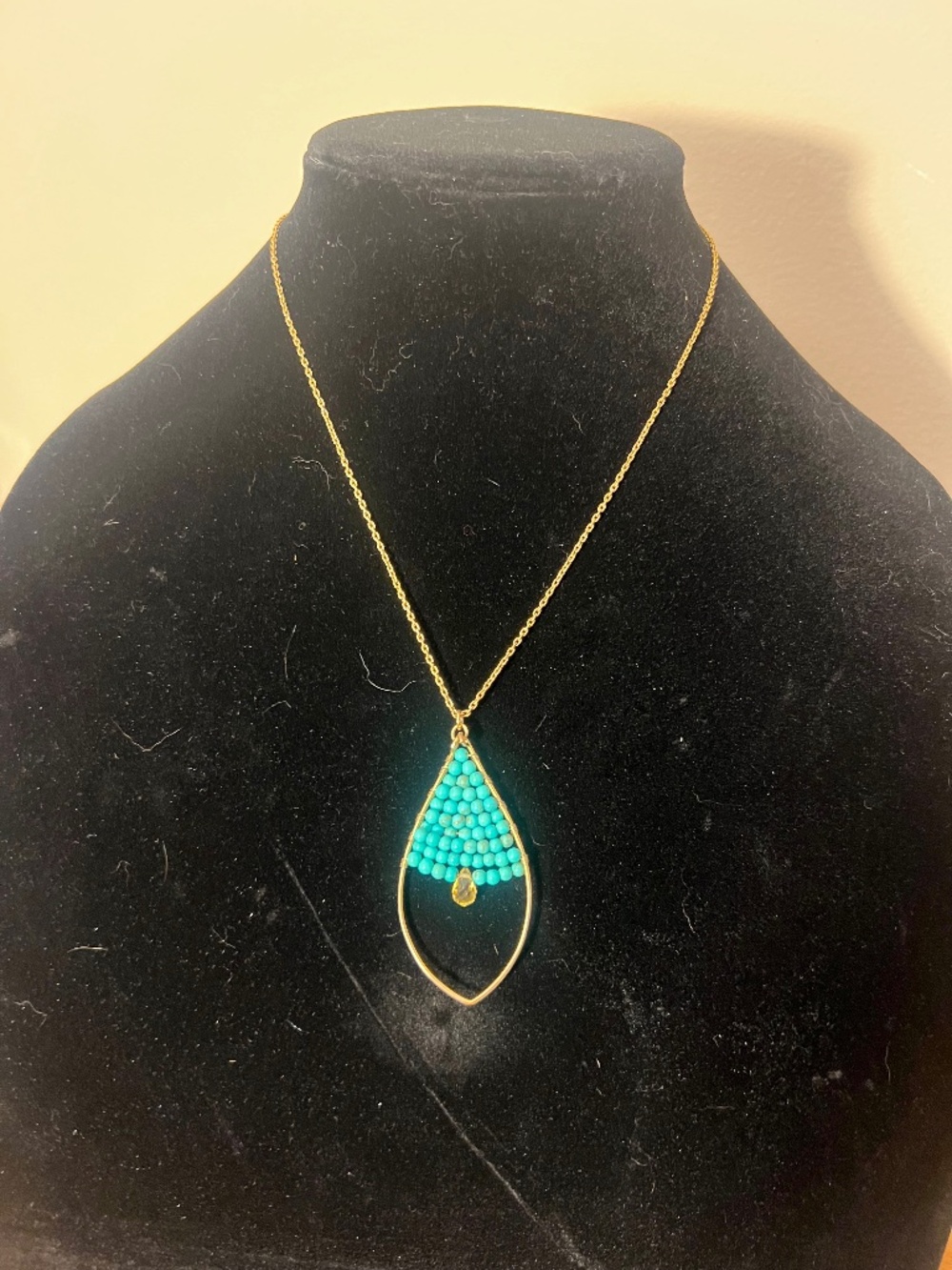 Teardrop Beaded Necklace With Gold Chain
